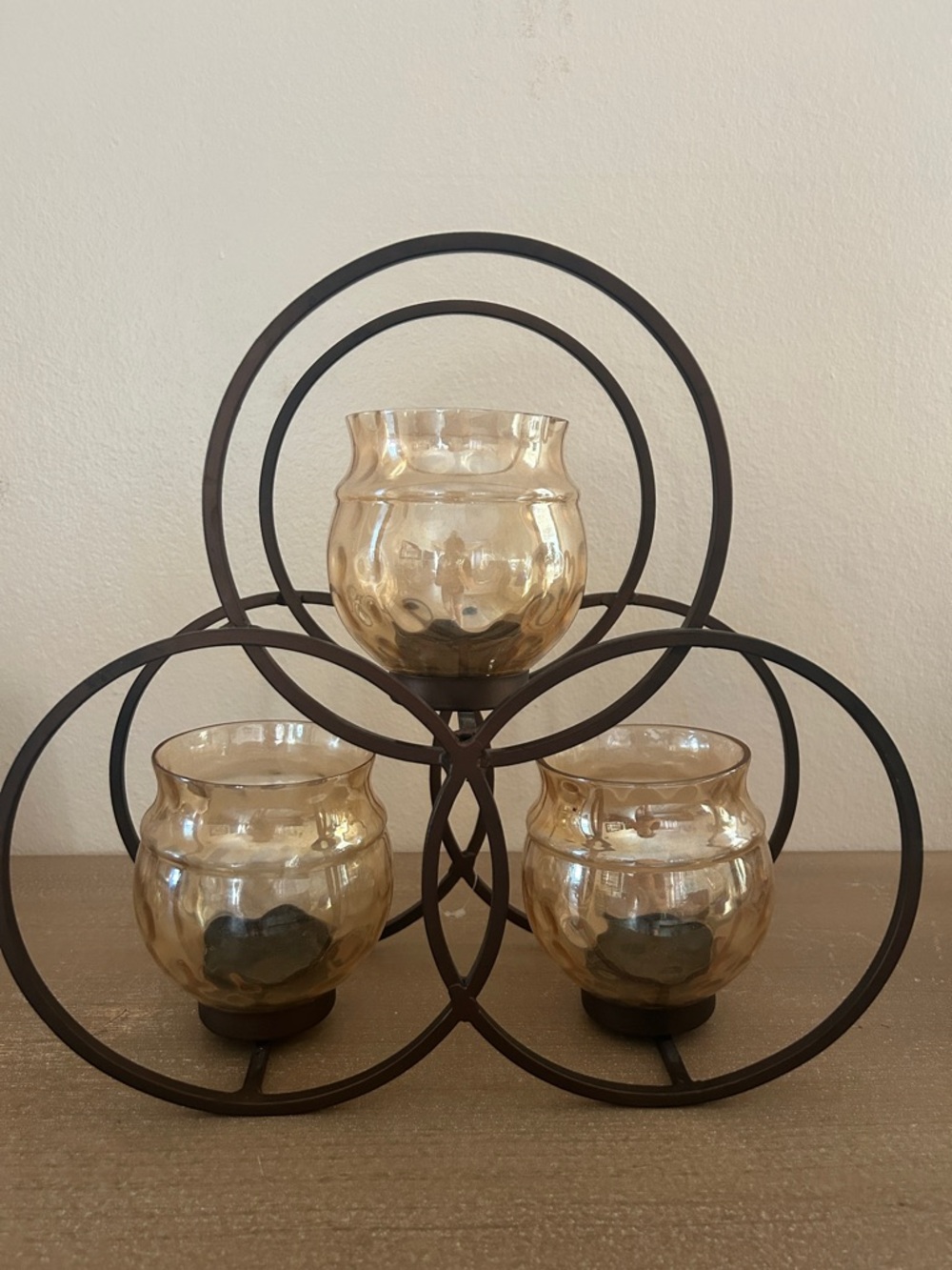 Rustic & Elegant Glass and Iron Candle Holder